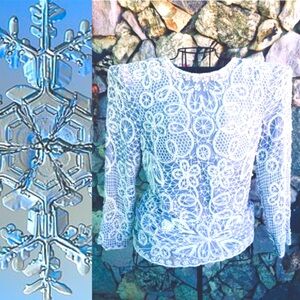 Lavender White Silk Snowflake Floral Beaded Top